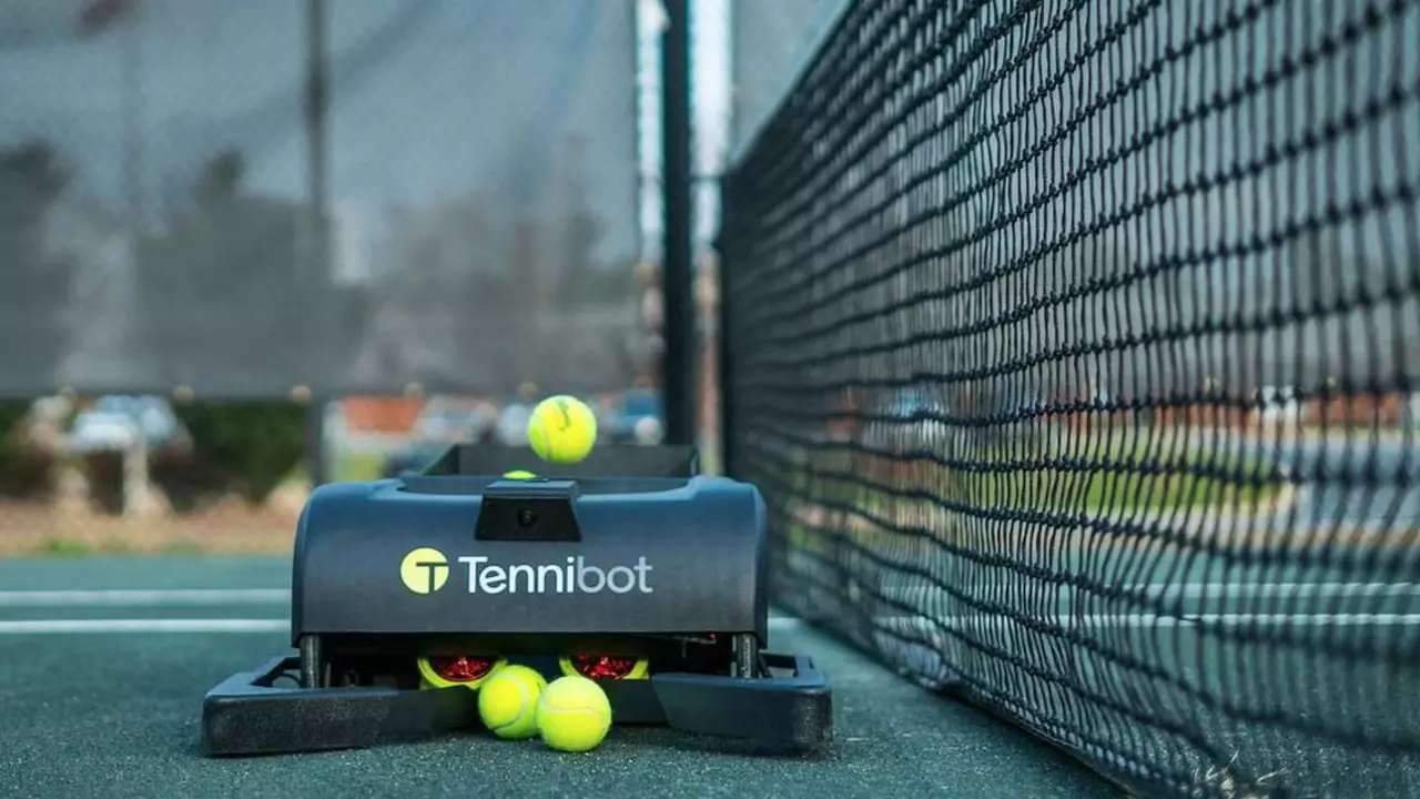 What is the most efficient way to pick up tennis balls on a court?